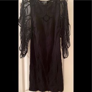 Bebe Black BodyCon Dress with 3/4 bat sleeves.